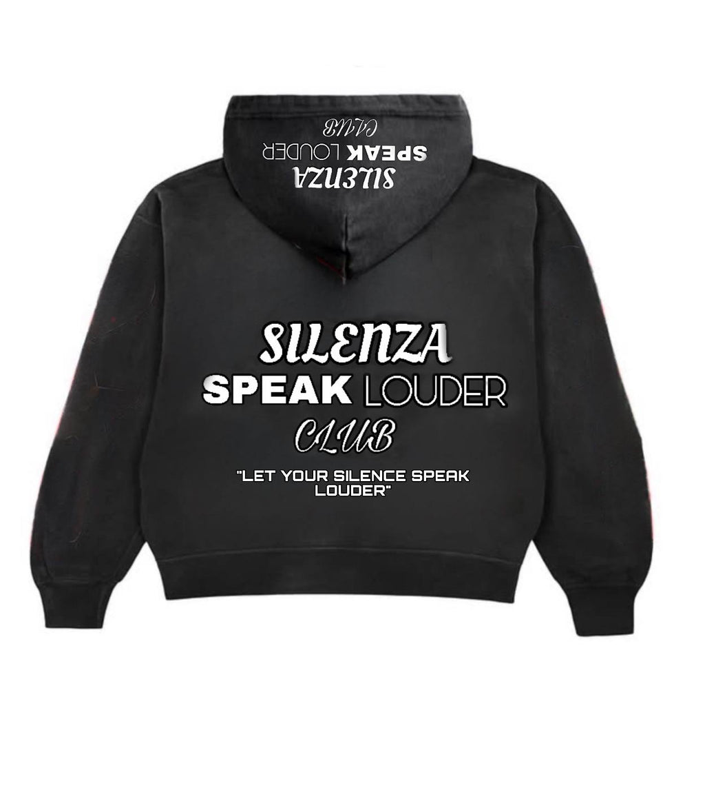 SILENZA™ SPEAK LOUDER BLACK ZIP-HOODIE