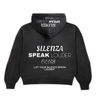 SILENZA™ SPEAK LOUDER BLACK ZIP-HOODIE