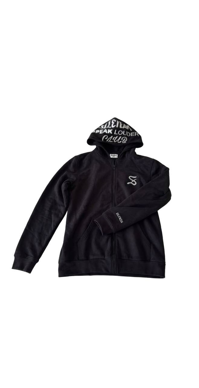 SILENZA™ SPEAK LOUDER BLACK ZIP-HOODIE