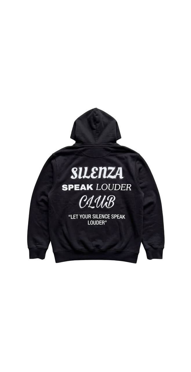 SILENZA™ SPEAK LOUDER BLACK ZIP-HOODIE